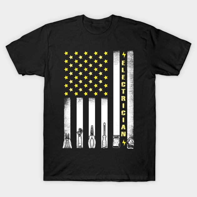 Patriotic Electrician American Flag T-Shirt by captainmood